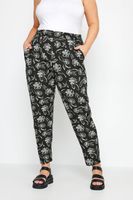 yours pantalones harem negros de flores mujer curvy y tallas grandes yours