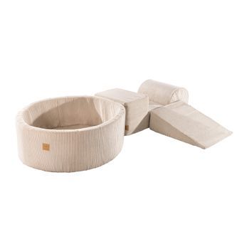 Meowbaby Parque Infantil De Espuma Con Piscina Sin Bolas, Pana, Crudo