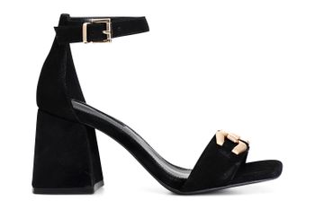 sandalias de piel de ante con accesorio black 39