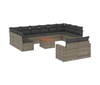 vidaxl set sofas de jardin con cojines 13 piezas ratan sintetico gris