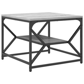 Mesa De Centro 51x50x40 Cm Madera Y Acero De Ingeniería - Gris