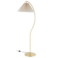lampara de pie de acero dorado y tela plisada alt 159 cm