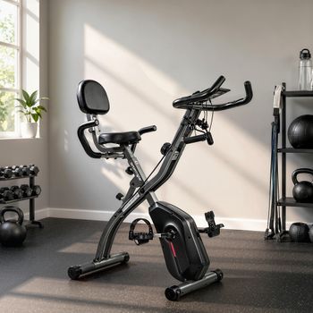Bicicleta Estática Plegable Sportnow Acero, 105x53,5x109 Cm, Negro