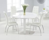 atlanta 120cm round white high gloss dining table with calgary chairs