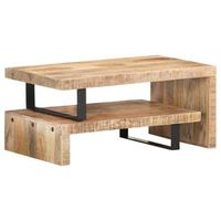 set de 2 mesas de centro de madera maciza de mango