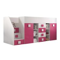 litera hartford 366 individuales rosa aglomerado laminado somieres 94x249x124cm
