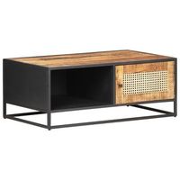 mesa de centro madera de mango rugosa y cana natural 90x50x35cm vidaxl