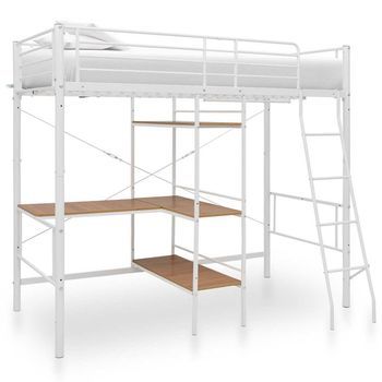 Cama Litera Con Mesa Sin Colchón Metal Blanco 90x200 Cm Vidaxl