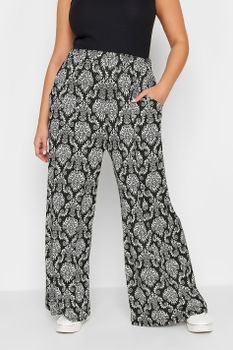 Yours Pantalones Anchos Blancos Y Negros Paisley, Mujer Curvy Y Tallas Grandes, Yours