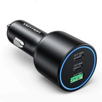 adaptador de cargador de coche vention ffp 165w con 3 puertos usb pd usb-a  2 usb-c pd30 qc30 afc fcp scp pps apple 2