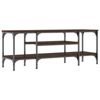 mueble tv  mueble de salon  armario tv madera ingenieria y hierro marron roble 121x35x45 cm