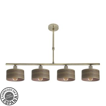 Lampara gilda 4xe14 cuero/madera oscura regx76x14 cm