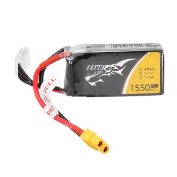 Batería Lipo ACE TATTU 14.8V 1550mAh 75C 4S 1P con enchufe XT60 para Skylark M4-FPV250 Mini Shredder 200