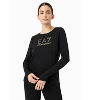 ea7 para mujer 8ntt51tjdqz camiseta de manga larga evolution de algodon y modal elastico negro xs casual