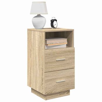Mesita De Noche | Mesilla De Noche Con 2 Cajones Roble Sonoma 36x36x68 Cm Cfw56943