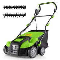 costway 2000w desmalezador plegable electrico de 40cm 3500rpm con 5 profundidades ajustables bolsa recolectora de 55 l para cespedes de 800m