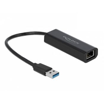 Tarjeta de red DeLOCK 66299 USB-A Ethernet 2,5 Gb/s cable 15 cm negra