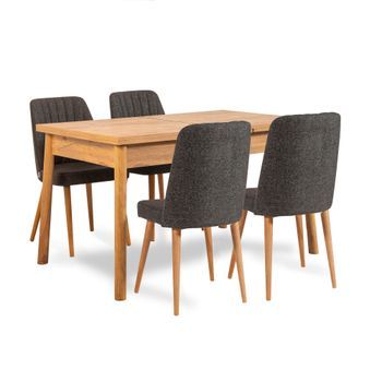Set Mesa Y Sillas (6 Piezas) Costa Pino Atlántico Antracita