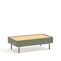 mesa de centro con 2 cajones verde