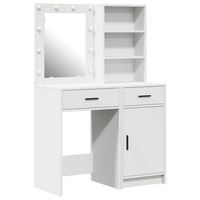 conjunto de mesa de vestidor con led 2 piezas madera de ingenieria