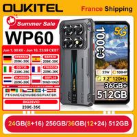 telefono resistente oukitel wp60 5g 24gb816 256gb  36gb1224 512gb 72r hd 120hz smartphone 10000mah 108mp android 15 nfc