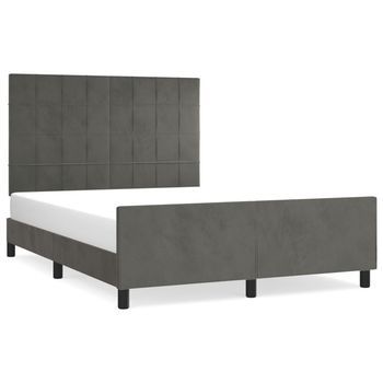 Estructura De Cama Sin Colchón Terciopelo Gris Oscuro 140x200cm Vidaxl