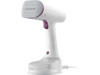 Plancha de vapor vertical - Braun QuickStyle 5 GS5011PU, 1200W, 0.15 l, Vapor 22 g/min, Calentamiento rápido, Blanco/Púrpura