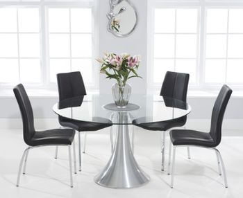 Paloma 135cm Round Glass Dining Table with Cavello Chairs