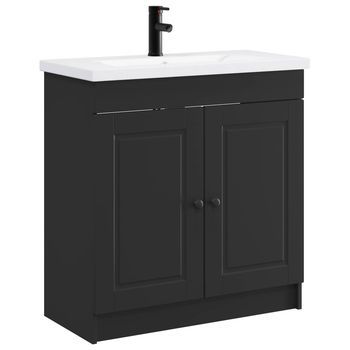 Juego De Muebles De Baño Negro 78,5 X 37,5 X 81 Cm Vidaxl
