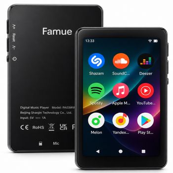Reproductor MP3/MP4 Famue PA03 Android Bluetooth con Audio sin Pérdidas |   Pantalla de 2.8 Pulgadas |   48 GB |   WiFi |   Descarga SQ HIFI de YouTube/Twitter/Spotify