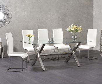 Renzo 200cm Glass Dining Table with Malaga Chairs