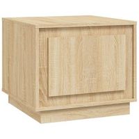 mesa de centro de diseno rustico con compartimento con puerta 51 x 50 x 44 cm madera de ingenieria color roble dec038957