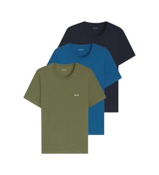BOSS para hombre. 50532470 Set 3 Camisetas interior azul, verde (S), Casual, Algodón, Manga corta