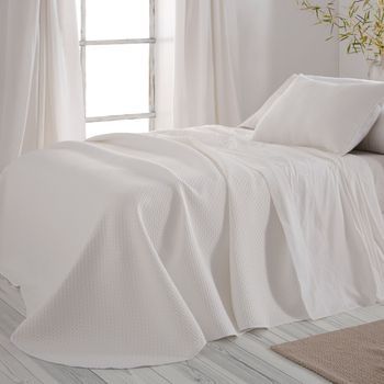 Colcha Jacquard Topos Cama De 90 Cm Color Blanco Burrito Blanco