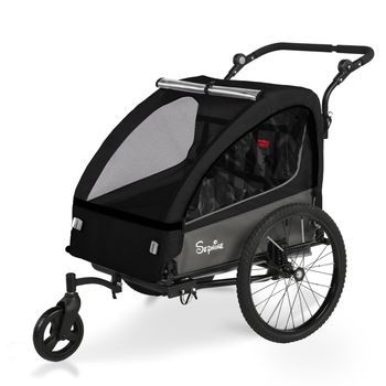 Remolque Bicicleta Infantil Sepnine Bt920 – 2 Niños, Plegable - Negro