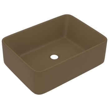 Lavabo De Baño Moderno | Lavabo De Lujo De Cerámica Crema Mate 41x30x12 Cm