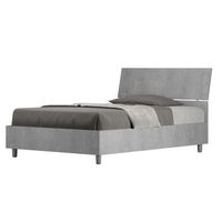 cama renoma de madera con cabecero inclinado-color gris-ropa de cama 120x200 cm