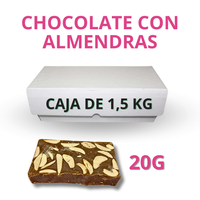 porcion de turron artesano de chocolate con almendras 20g en