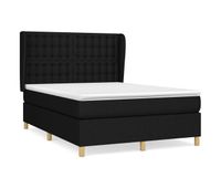 cama box spring con colchon tela negro 140x200 cm botones