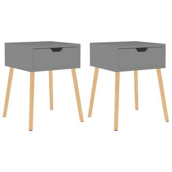 Juego De 2 Mesitas De Noche - Mesillas Madera De Ingeniería Gris 40x40x56 Cm Mc5831