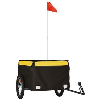 Remolque Para Bicicleta Hierro Negro Y Amarillo 45 Kg Vidaxl
