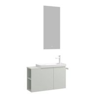 conjunto de mueble con lavabo y espejo 2 piezas  - 80 x 22 x 45 cm - cachemira mate