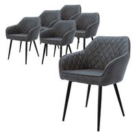 set 6x sillas de comedor antracita estilo moderno asiento ml-design
