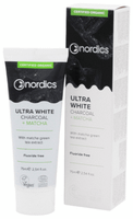 nordics ultra white dentifrico carbon y te matcha sin fluor 75 ml