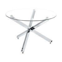 mesa de comedor de metal plateado 110 cm base tablero de vidrio moderno butler