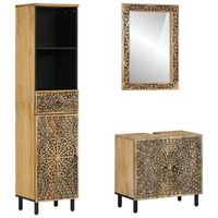 conjunto de muebles de bano 3 piezas madera maciza de mango vidaxl