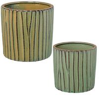 set 2 maceteros verde lacado