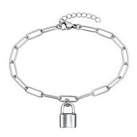 pulsera de eslabones de acero inoxidable love lock para mujer