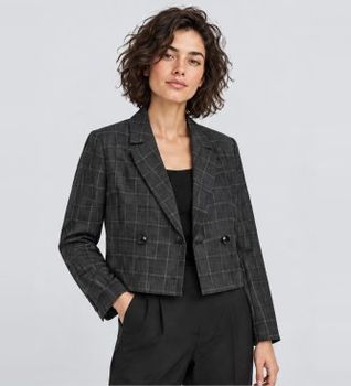Essentiel Antwerp para mujer. KIANA Blazer Cropped Kiana gris (XS), Casual, Poliéster Reciclado