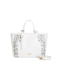 bolso shopping floral cortado a laser con remaches asas ajustables y bandolera extraible white taglia unica